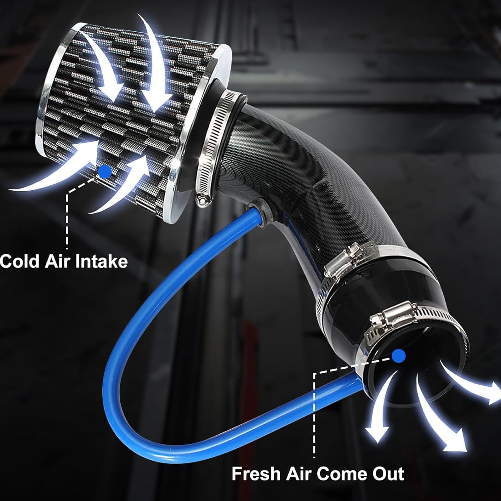 Kit Admision Aire Frio para Toyota C-HR CHR Hybrid/EV A-Gasoline/2016-2024 | Filtro Aire Alto Flujo Coche Conico 76mm, Tubo de Admision Directa Aluminio