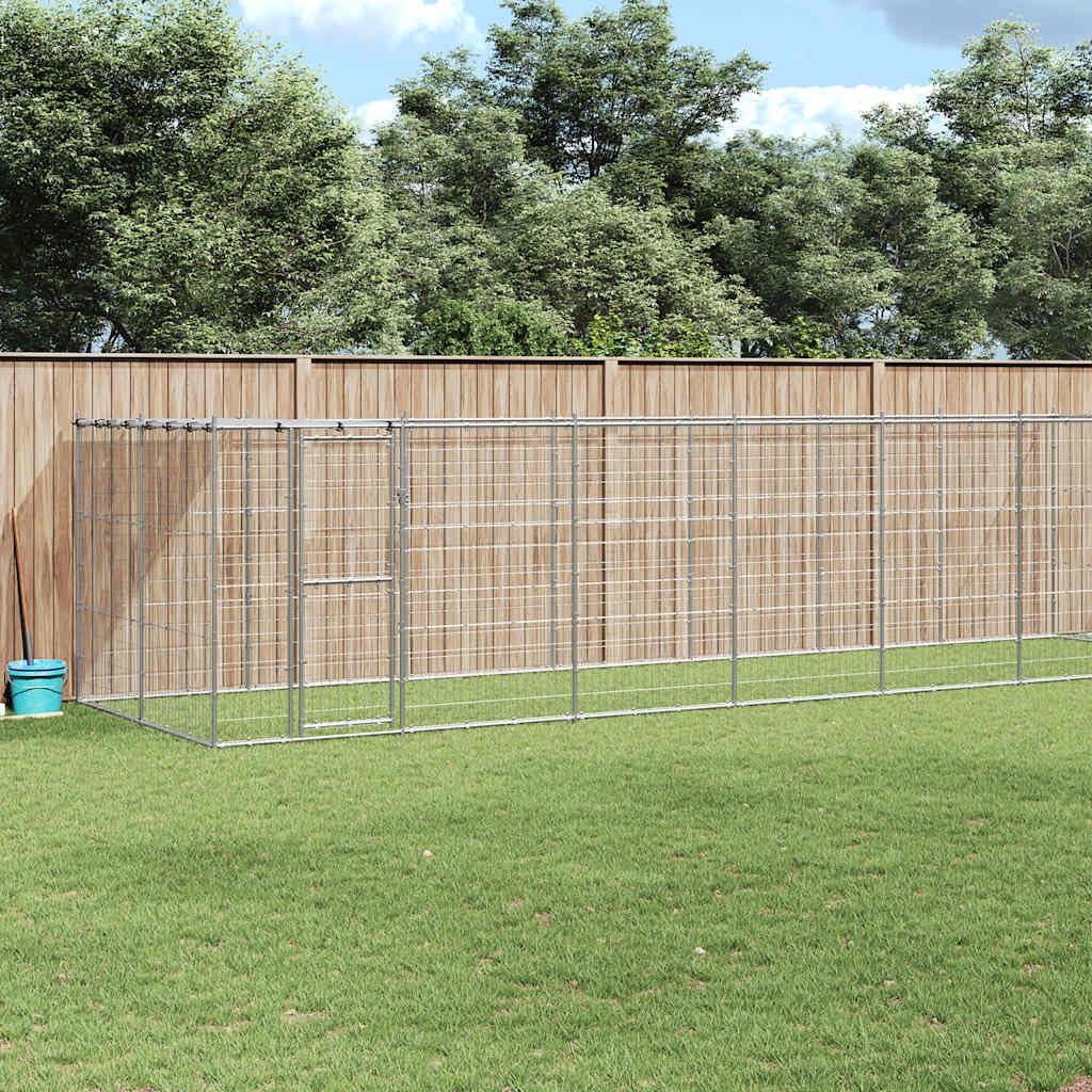 Capota para perros con toldo de acero galvanizado de 16,94 m2 para perros con rejilla, recinto para cachorros, parque y jardín, protección segura para entrenamiento