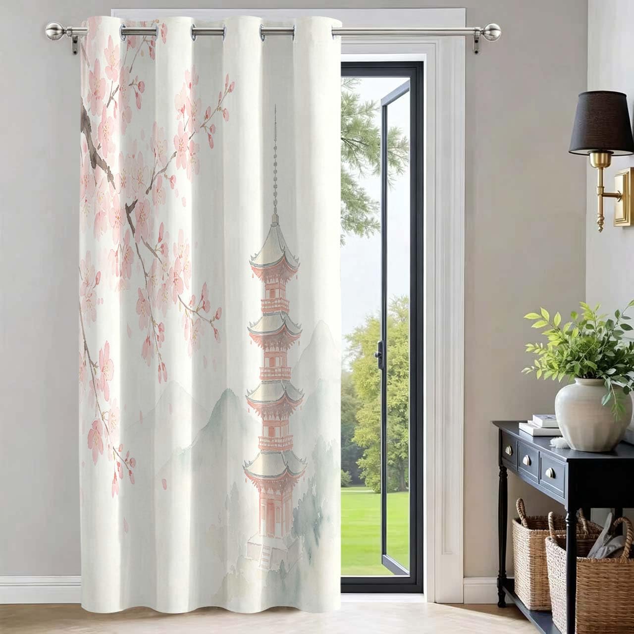 Rideau de Porte 3D Style Japonais 150x203cm pour Entrée