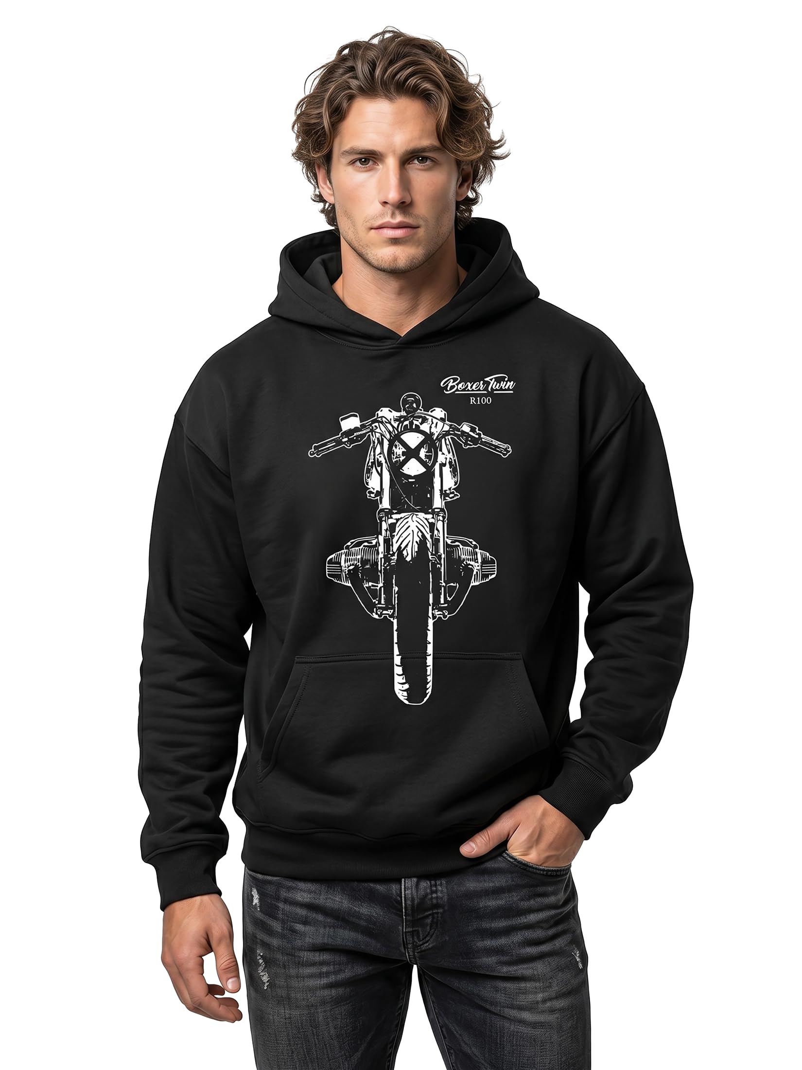 Makaya Sweat à Capuche Homme - R100 Motard Custom - Sweatshirt Sweater