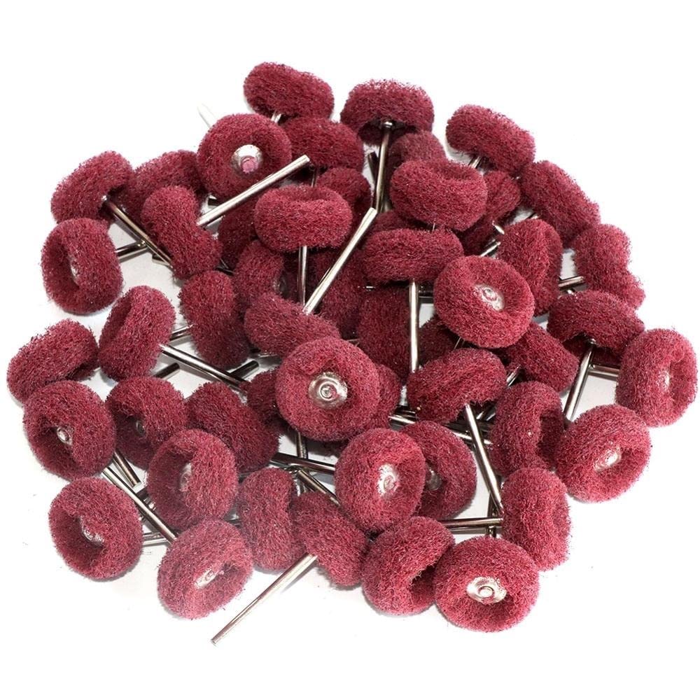 TOFIMA-LUN, 50Pcs/set Abrasive Buffing Wheel Wool Felt Grinding Head Scouring Pad Polishing Mini Brush For Rotary Tool with 3/2.35mm Shank (Color : Red 320grit, Size : With 2.35mm shank)