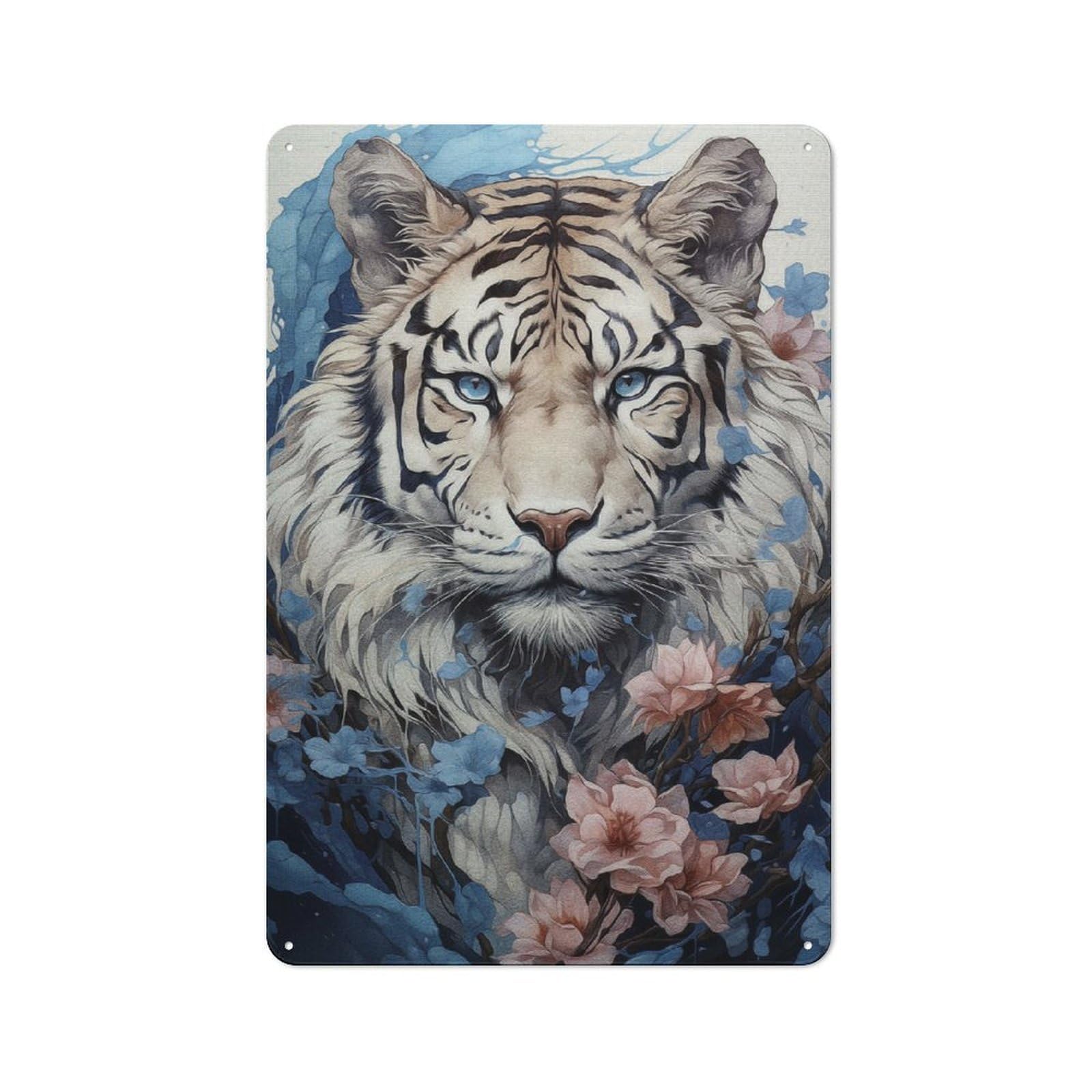 Junmoney Tiger Hues Printed Metal Sign 30X20cm For Pub Or Café, With Clear Industrial Wall Decor Character