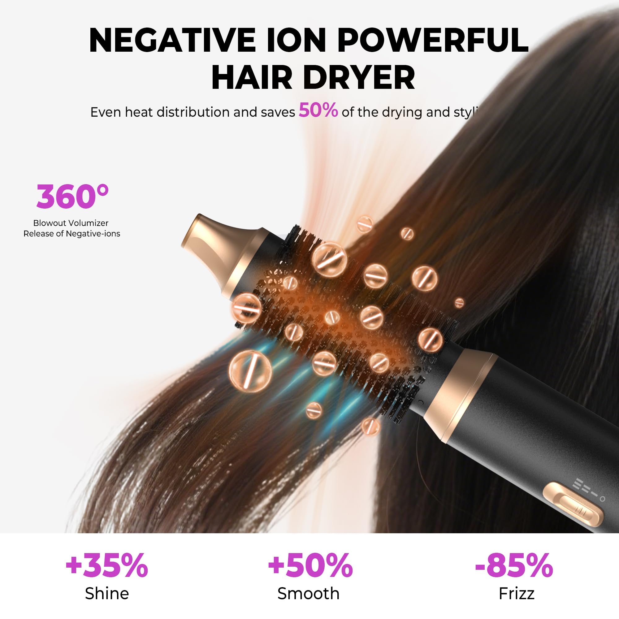 UMIGA Hairstyler 5 in 1 Airstyler Haarstyler Luft Lockenstab Föhn Thermal Brush Glättbürste Set Multistyler Rundbürstenföhn Warmluftbürste Haarstyling Geräte Hair Dryer Geschenke für Frauen, Schwarz