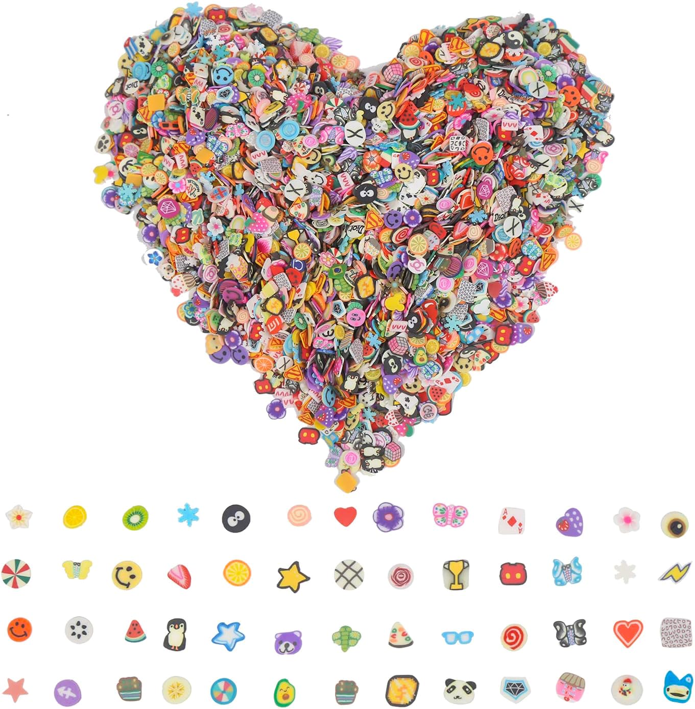 DIYASY 5000 Pcs 3D Nail Art Slice,Fruits Animals Flowers Slices for Slime Mini Fruit Fimo Clay Slices Hundreds Pattern for Nail Stuff DIY,1/5 inch.
