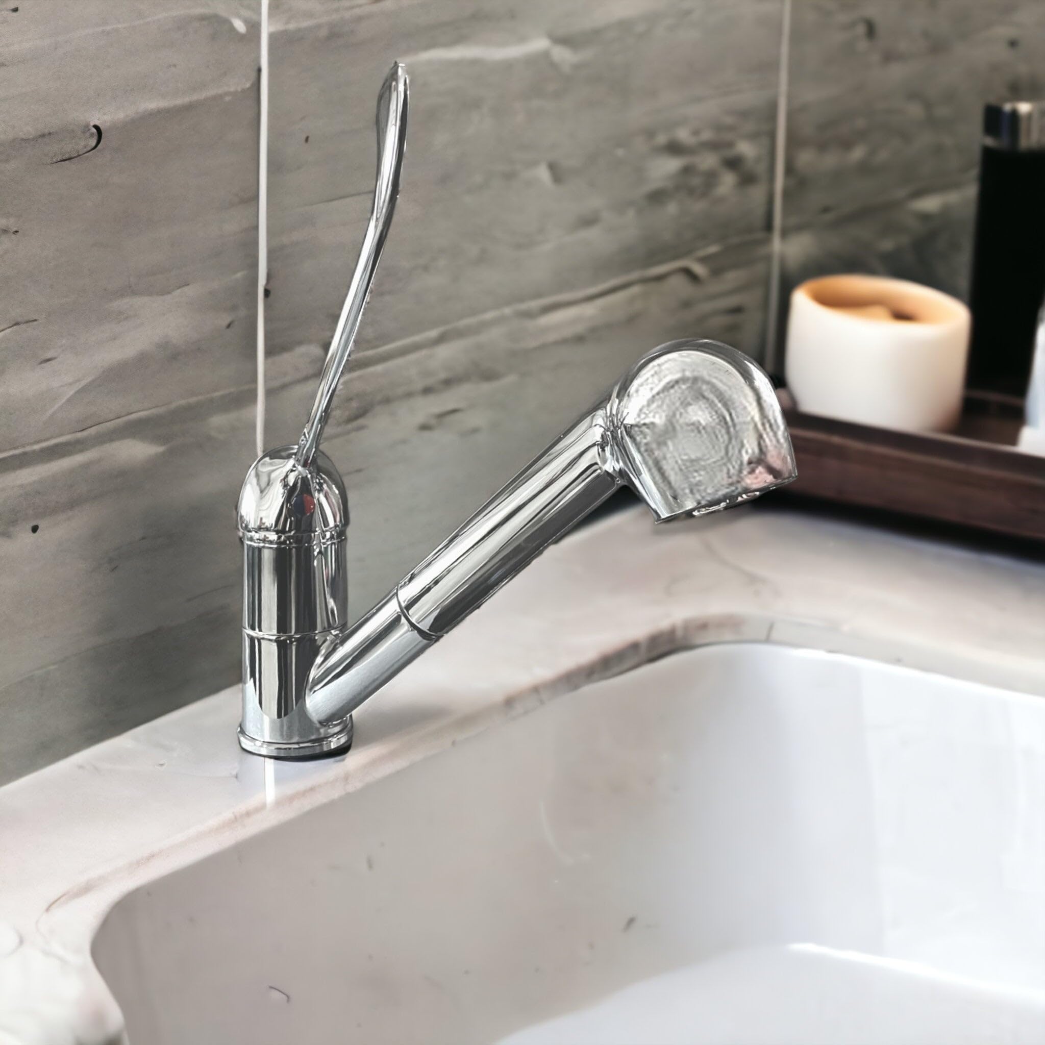 BAGNOCLIC - Grifo mezclador con palanca clínica y ducha extraíble