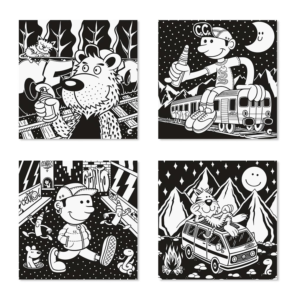 Illustrations De Coloriage - CARIOCA - Lot De 4 En Velours - Développe La Dextérité - Créativité - Mixte - Jeux - Jouets