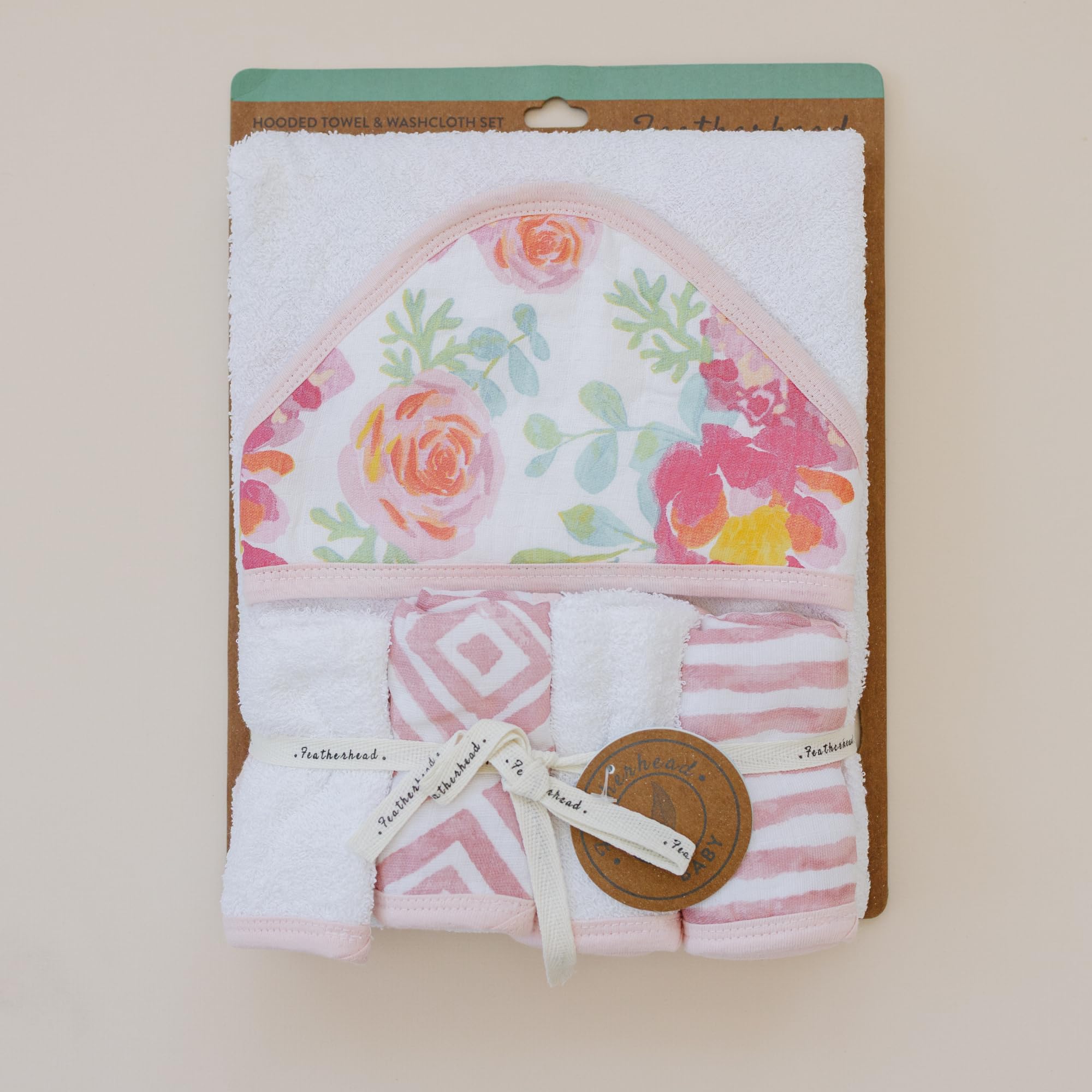 Toalla de baño para bebé de 30 x 30 pulgadas, toalla para bebé recién nacido con capucha con 4 paños – Toalla de baño de rizo de algodón ultra absorbente y suave para bebé, bebé y niño pequeño (niñas)