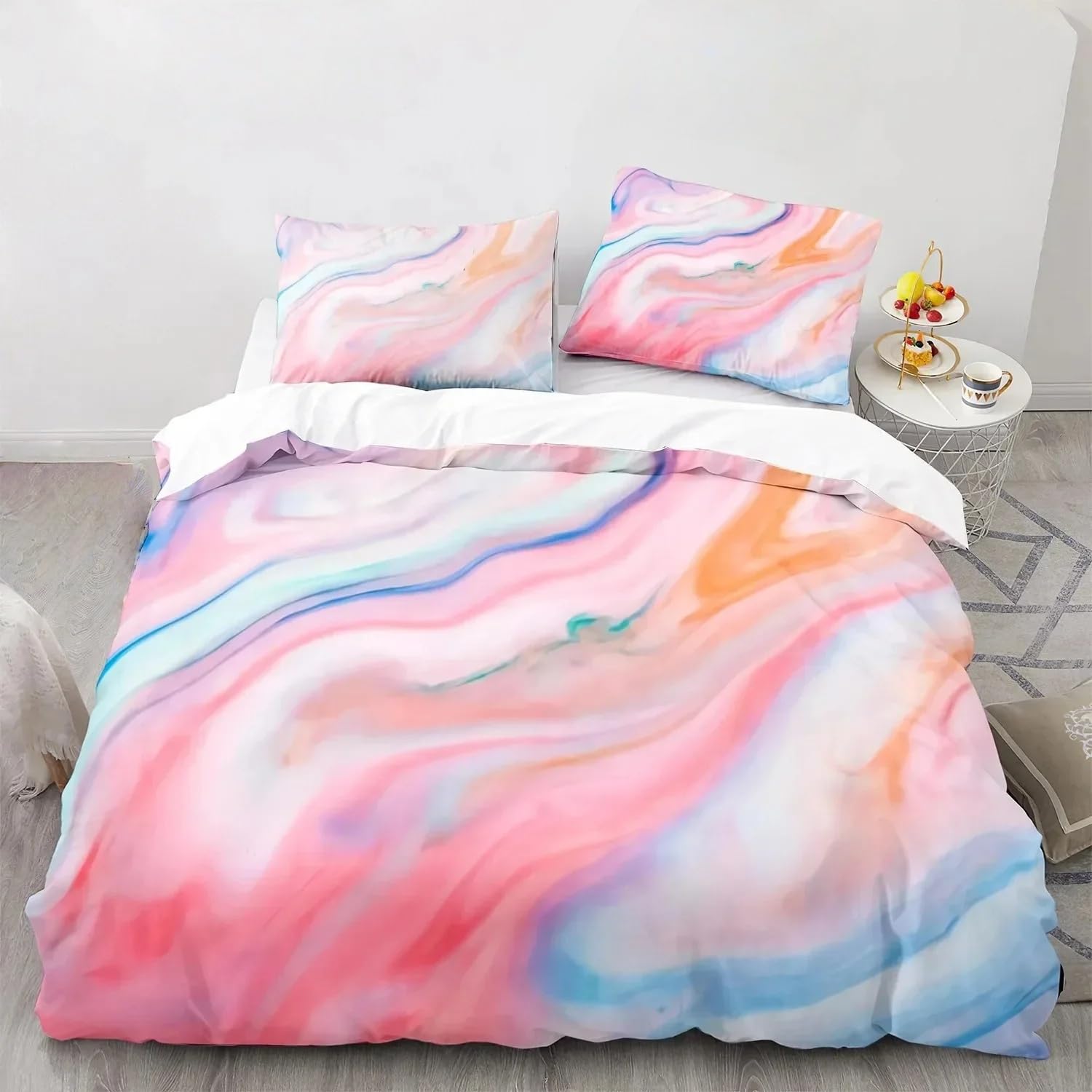 Parure de lit 260x240 marbre anti-plis pour en finir avec le repassage du linge