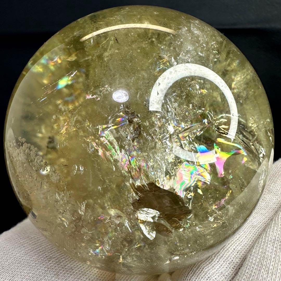 絶品☆レインボー☆魔除スモーキーシトリン 水晶丸玉☆パワーストーン天然石A875 絶品レインボー魔除スモーキーシトリン 水晶丸玉パワーストーン天然石