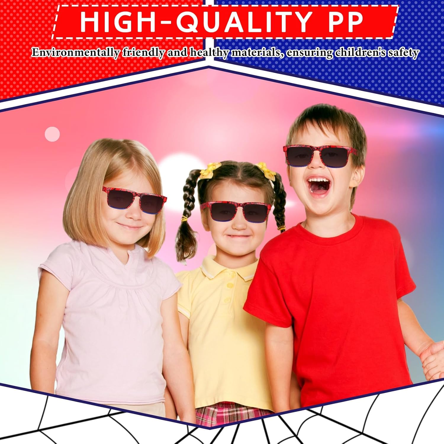 12 Pack Sunglasses for Kids Party Favors Plastic Sunglasses for Summer Pool Beach Accessories Birthday Gifts(Spider)