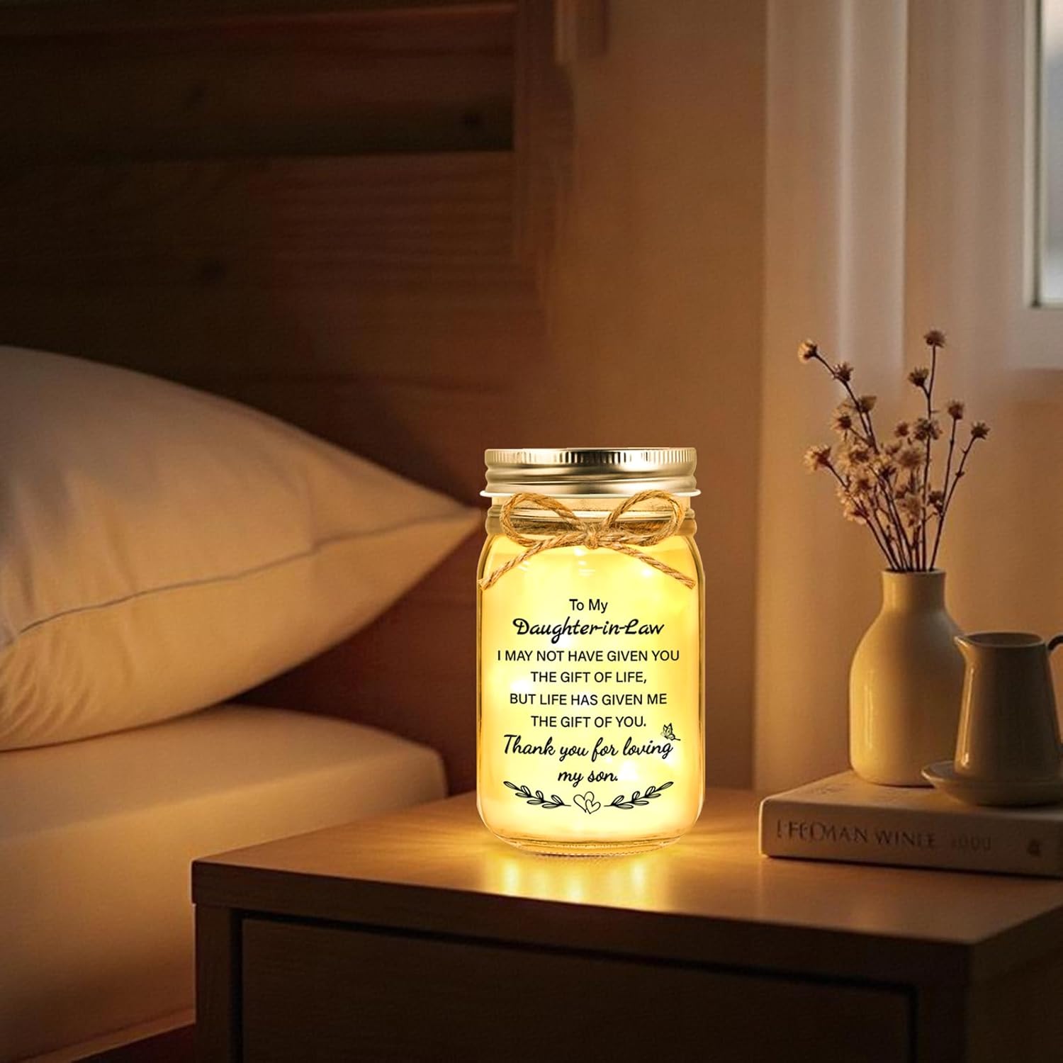 Daughter in Law Gifts for Wedding Day, to My Daughter-in-Law Mason Jar Light Present, Valentines Day Birthday Mothers Day Anniversary Christmas Gifts for Daughter in Law - Image 7