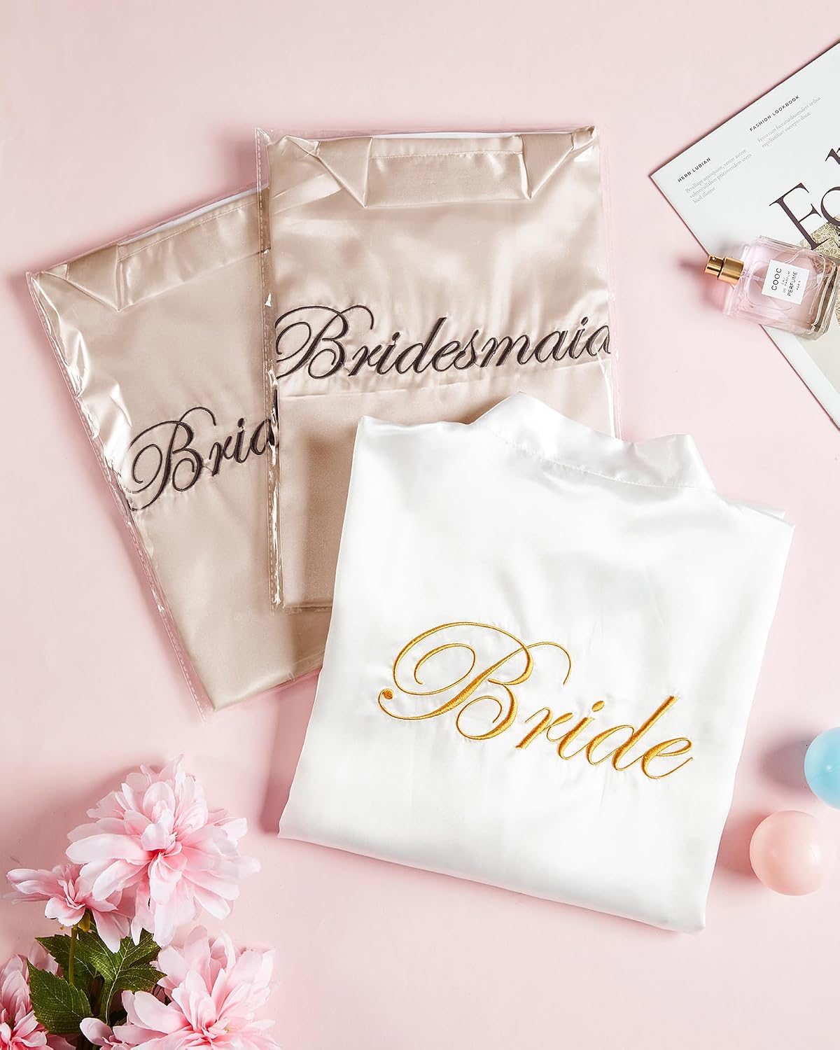 Xtinmee 12 Pcs Bride Bridesmaids Robe Long Satin Robe Full Length Sleepwear Dressing Gown for Wedding Party Bridal Shower