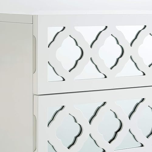 Miniatura 8 de Inspired Home Pablo - Mesita de noche con espejo brillante, 3 cajones, mesa auxiliar, moderna, acrílica Lucite