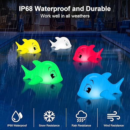 Miniatura 3 de Luces flotantes para piscina, luces inflables de piscina de delfines que flotan, IP68, impermeable, luces flotantes que brillan en la oscuridad,