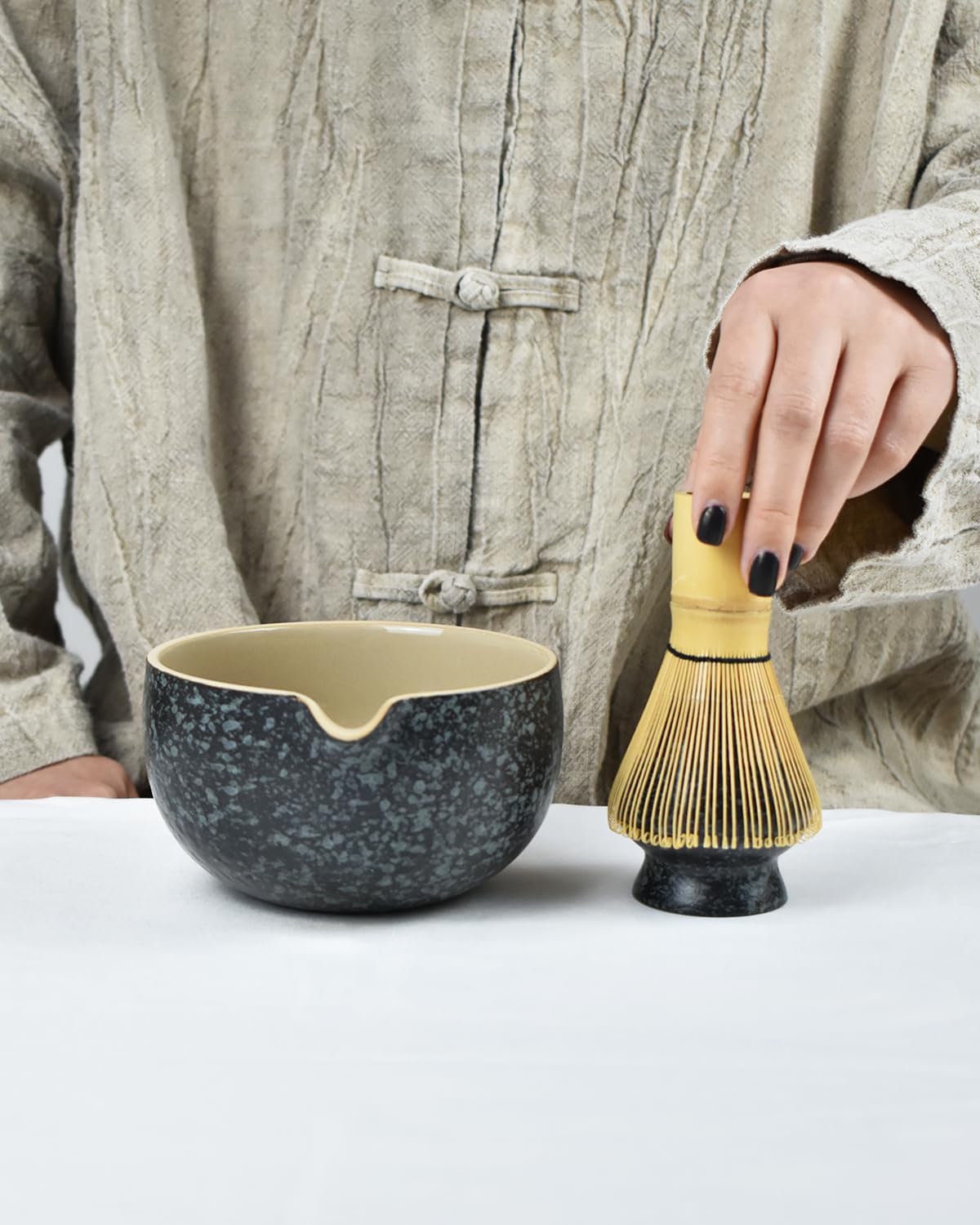 Artcome Vintage Matcha Tea Set – 20.2oz Handmade Matcha Bowl with Pouring Spout, Bamboo Whisk, Whisk Holder, Tea Scoop & Matcha Tea Manual–Ideal for Traditional Japanese Tea Ceremony and Daily Rituals - Image 5