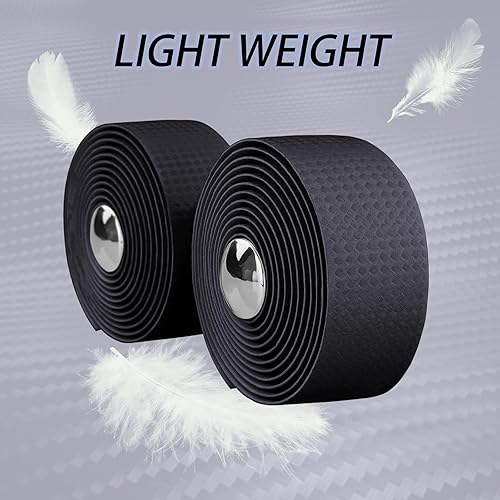 Miniatura 4 de KINGOU cintas de barra, cinta para manubrio de bicicleta de carretera, en piel de poliuretano, de fibra de carbono, 2 unidades por juego