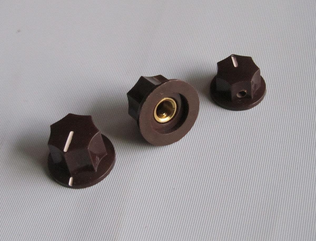 brown large and small jazz bass Knobs 1/4 inches, 3 pieces