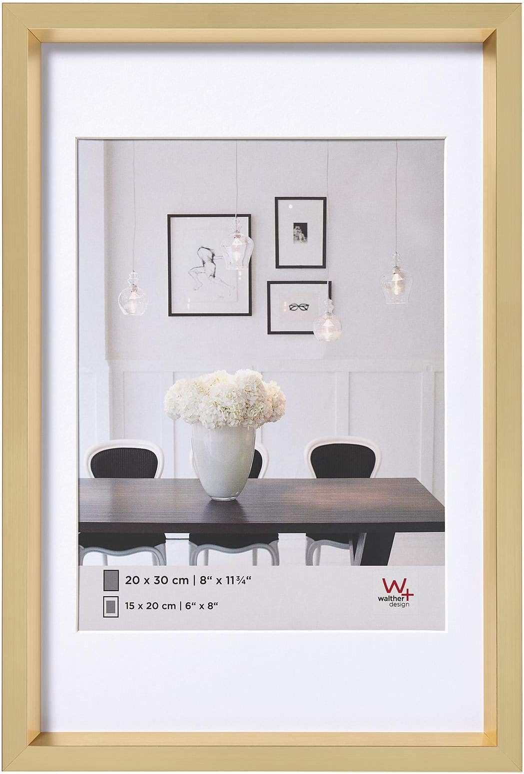 Picture Frame Gold 20 x 30 cm with PassepArtout, Steel Style Plastic Frame ES030G