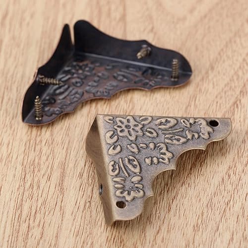Miniatura 8 de Yetaha 12 protectores de esquina decorativos antiguos, caja de bronce retro, patrones de tallado de esquina, protectores de seguridad para muebles,