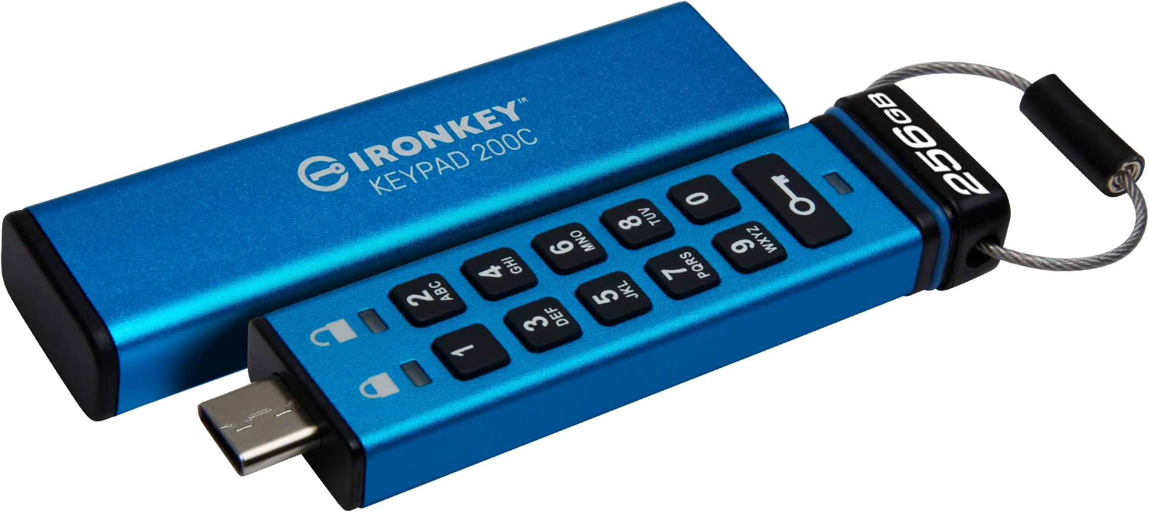 Ironkey Keypad 200 USB-C 256GB Encrypted Flash Drive | OS Independent | FIPS 140-3 Level 3 | XTS-AES 256-bit | BadUSB and Brute Force Protection | Multi-Pin Option | IKKP200C/256GB