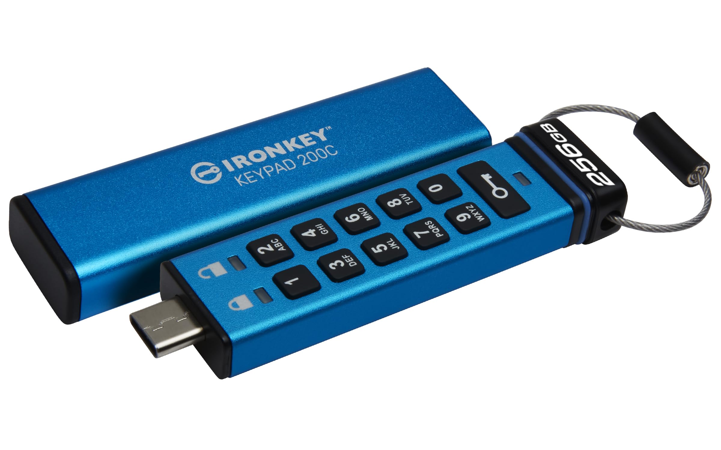 Kingston IronKey Keypad 200C Type-C hardware-encrypted USB Flash Drive FIPS 140-3 Level 3 (Pending) with XTS-AES 256-bit Hardware Encryption -IKKP200C/256GB