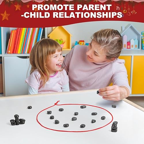 Miniatura 6 de Juego de ajedrez magnético, 40 piedras con 3 cuerdas, educativo, portátil, para niños y adultos, fiesta de diversión familiar, Navidad