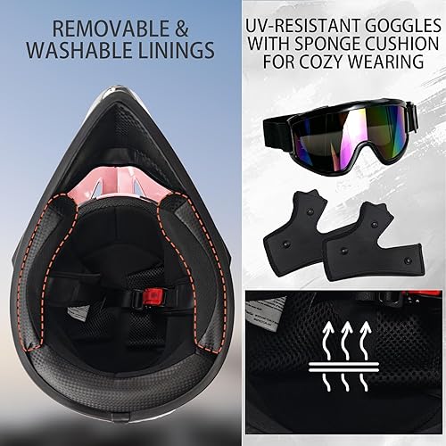 Miniatura 5 de Cascos de Dirt Bike para Jóvenes de Moda para Niños, Motocross, Motocicleta, BMX, ATV, Todoterreno, Cuatro Ruedas, Cascos Integrales para Bicicleta