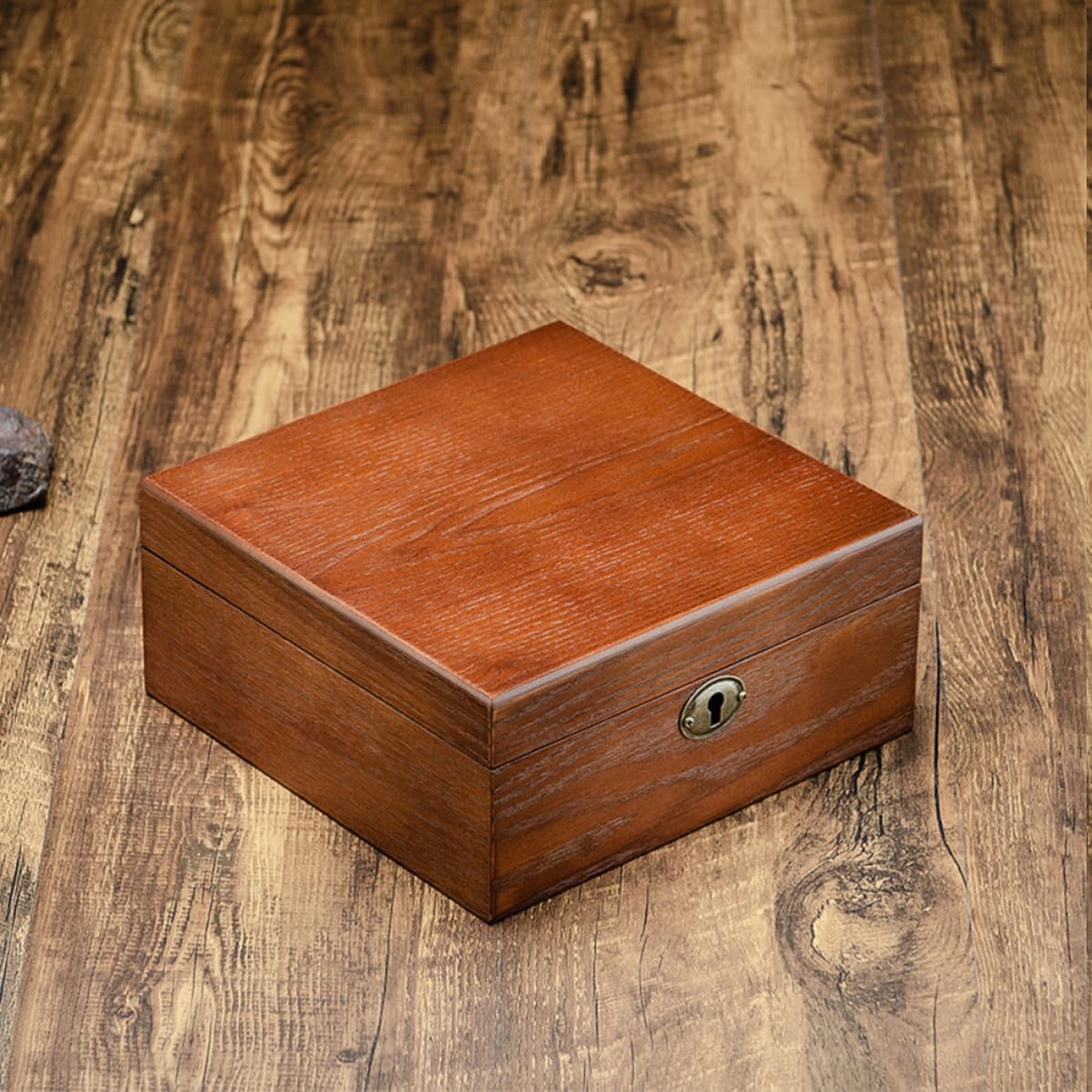 NUOBESTY Caja de Reloj de Madera Estuche para Guardar Relojes con Cerradura, 6 Ranuras, Marrón, Expositor y Organizador para Colección de Pulseras, Uso Personal y Negocio