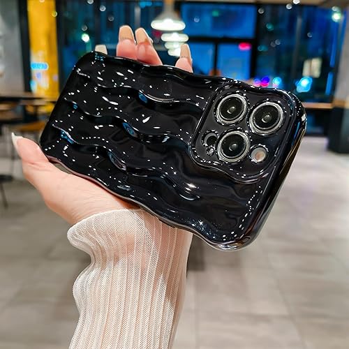 Miniatura 3 de Funda con patrón de ondas de agua para iPhone 15 Pro, TPU suave, a prueba de golpes, cubierta trasera protectora para mujeres y niñas, funda de