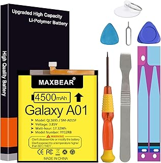 Galaxy A01 Battery, (Upgraded) MAXBEAR 4500mAh 3.85V Li-Polymer Replacement Battery QL1695 for Samsung Galaxy A01 SM-A015F with Repair Tool Kit