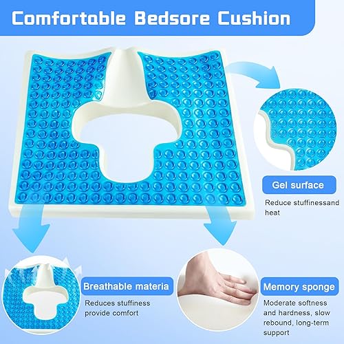 Miniatura 5 de Cojines para úlceras de cama para glúteos, cojín antiescaras y respira libremente fibra en forma de T, diseño triangular de pendiente para ancianos,