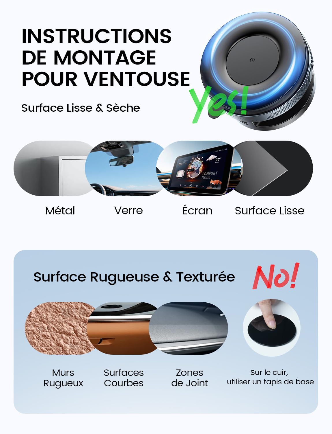 Lamicall Support Telephone Voiture pour MagSafe - [Ventouse Vide & Double Pliage] 360° Rotation, Support Magnétique pour Tableau de Bord/Pare-Brise, Porte Voiture pour iPhone 17 16, Autres Smartphones
