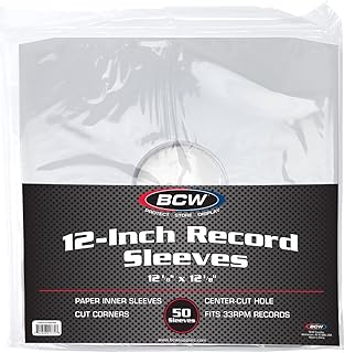 BCW White Paper 12 in Record Cut Corner Inner Sleeve - 50 ct