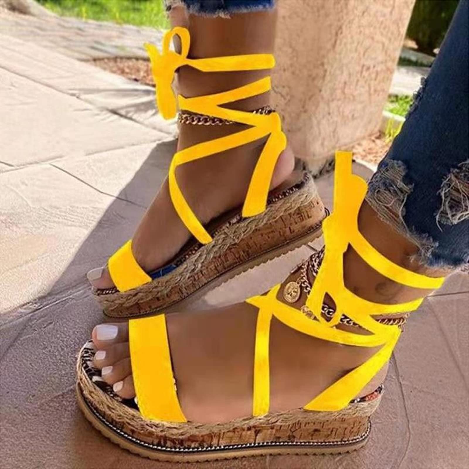 yellow closed toe sandals