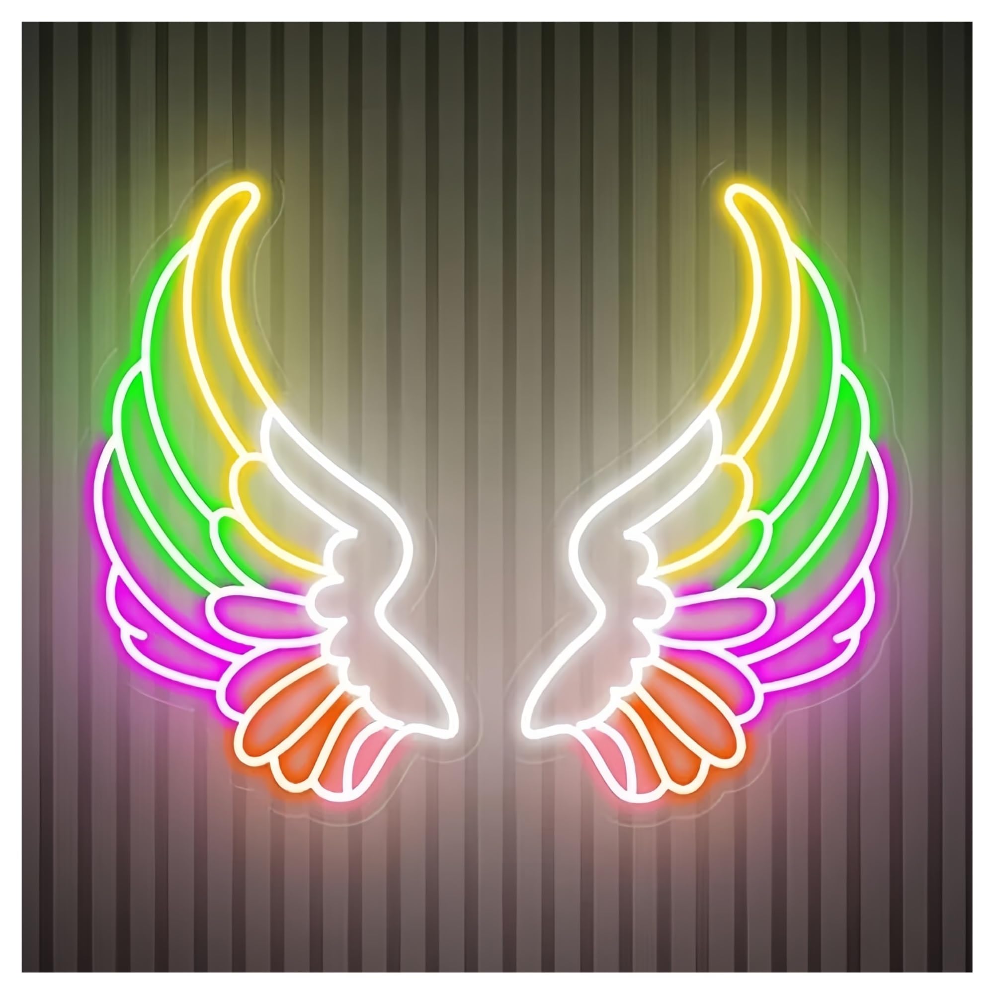 SHOUXI Sign Lamp Angel Wings Neon Signs Rainbow Gradient Wing LED Sign for Bedroom Dreamy Ambiance Decor(D,70CM)