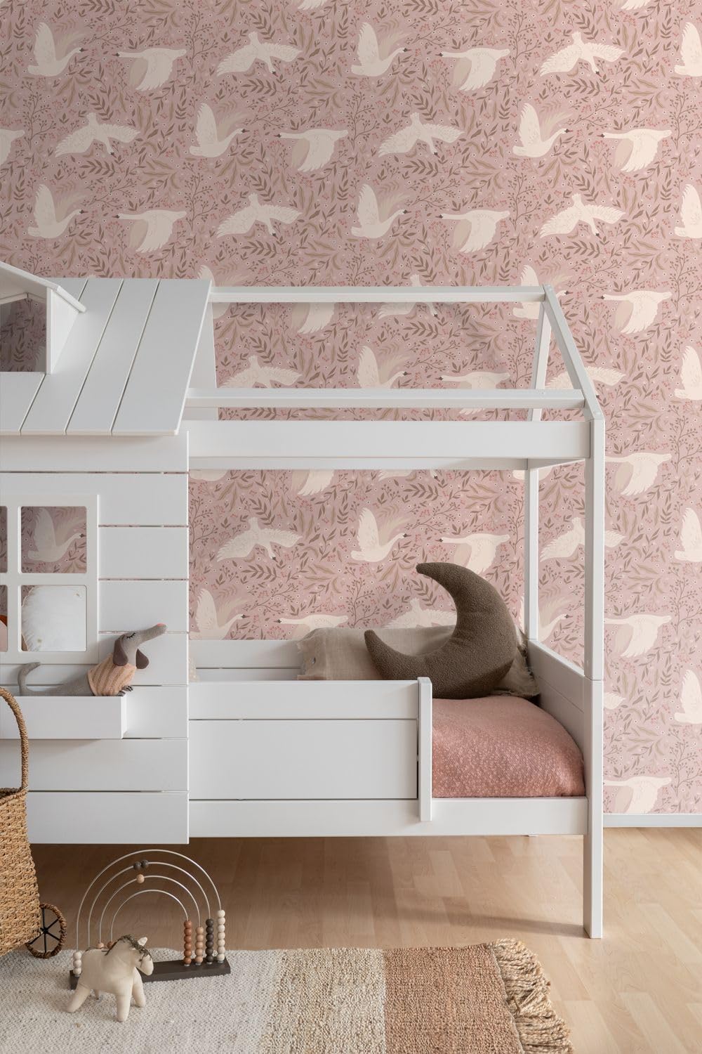 Esta Home Tapete Schwäne Altrosa 53 cm x 10.05 m