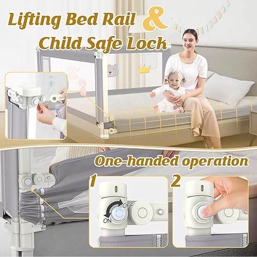 Miniatura 5 de Riel de cama de altura ajustable para niños pequeños, riel de seguridad para cama de bebé para cama de tamaño individualmatrimonialKingQueen (3