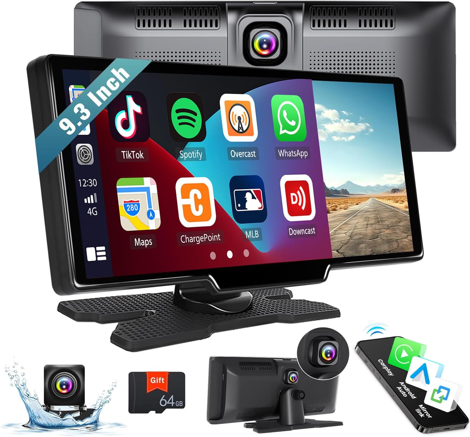 CAMECHO Wireless Apple Carplay Android Auto Tragbarer Autoradio mit