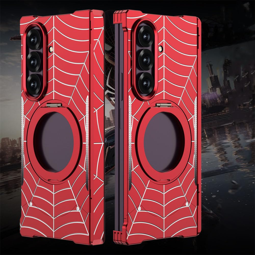 Custodia per telefono con supporto magnetico senza cornice in metallo per Samsung Galaxy Z Fold 8 Ultra, custodia protettiva antiurto, rossa, per Samsung Galaxy Z Fold 8 Ultra