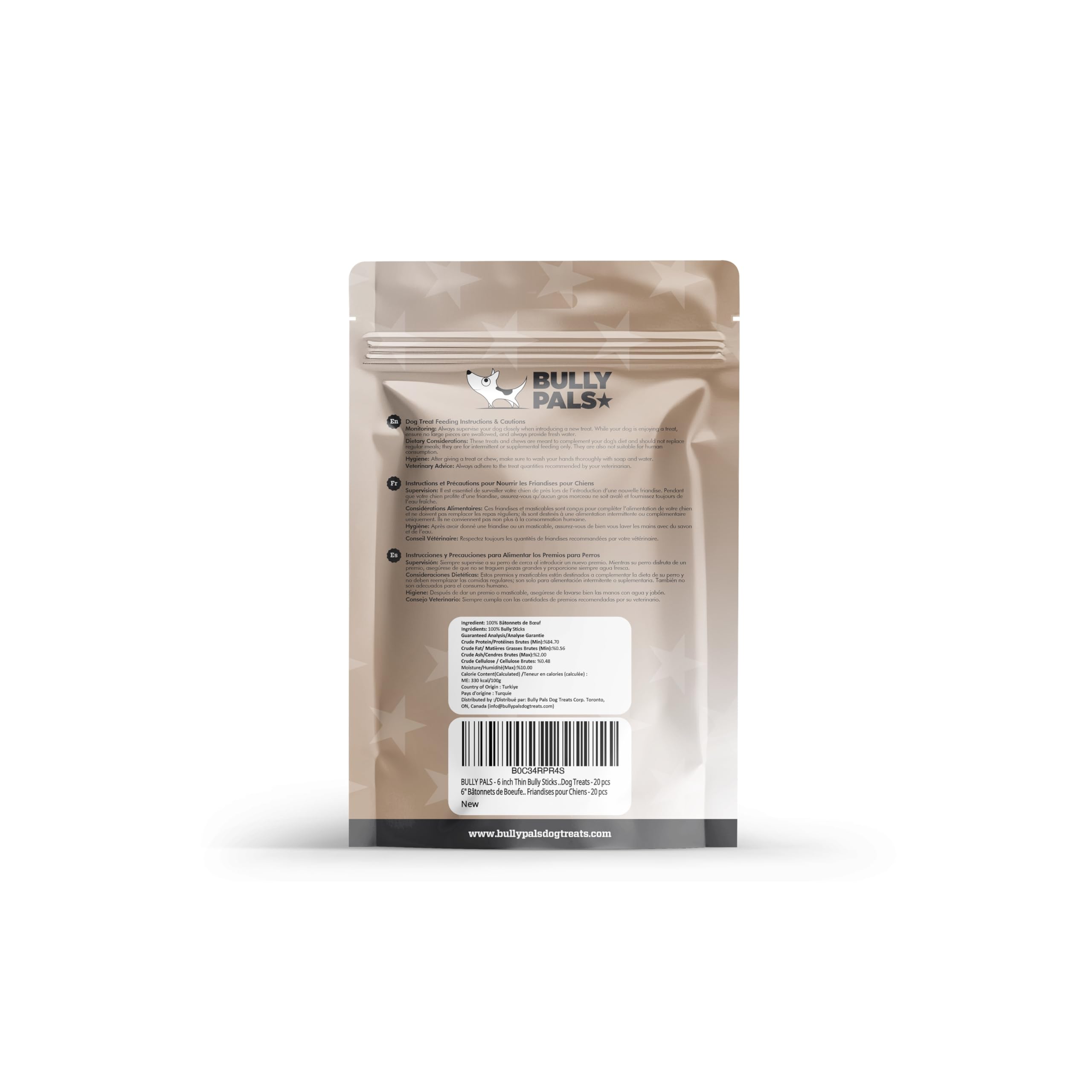 Lot de 20 bâtonnets fins de 15,2 cm pour petits chiens et chiots – Longue durée, entièrement naturels, à ingrédient unique, friandises déshydratées et à mâcher dentaires pour chiens