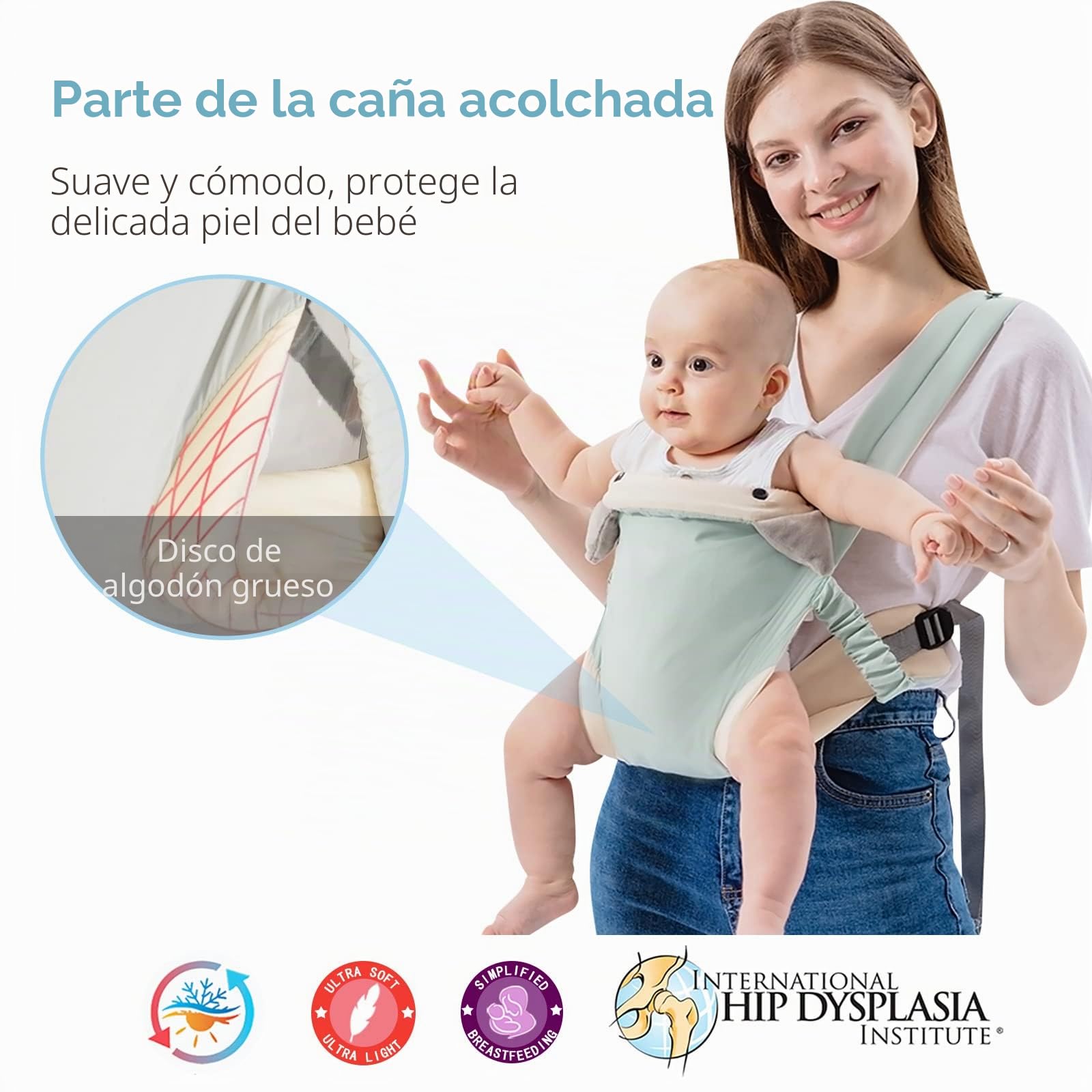 SONARIN 4 en 1 Mochila Portabebés Ligero,Suave Algodón Portabebés Transpirable Portador de Bebé Ergonómica para Recién Nacidos y Niños Pequeños 0-36 Meses,Todas las Posiciones(Azul)