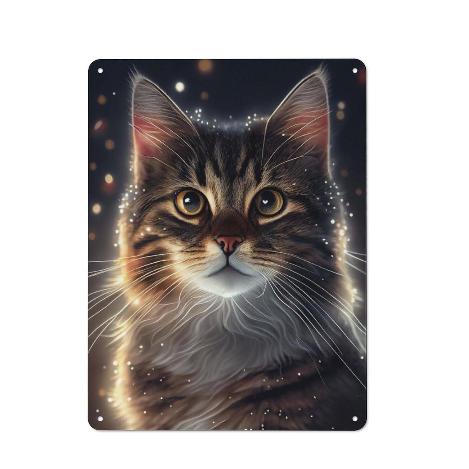 Junmoney Cat Lighting Tin Wall Plaque 40X30cm With For Dining Room Or Kitchen, A Metal Wall Feature For Kitchens And Dining Spaces