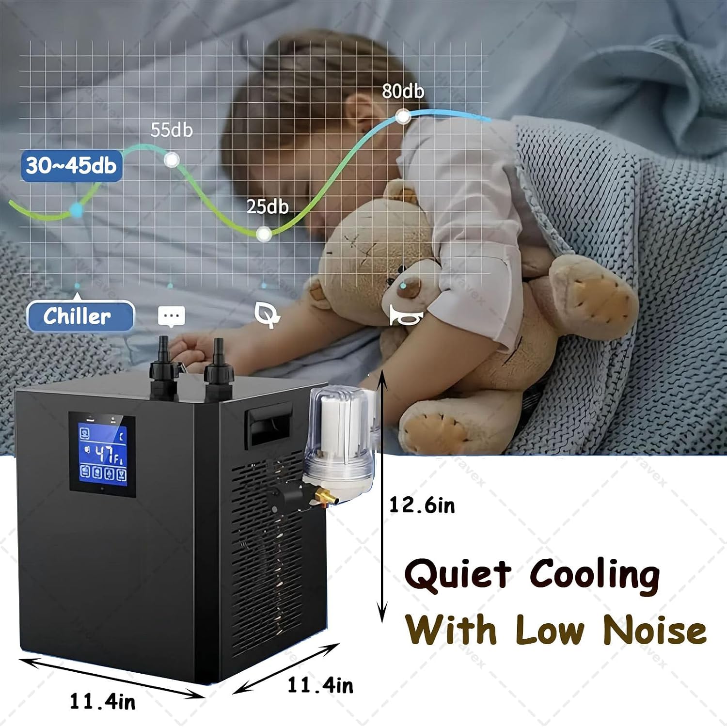Ice Bath Water Chiller, Water Chiller for Cold Plunge Tubs, with 2 Pump, External Filter, LED Display, for Home and Professional Use