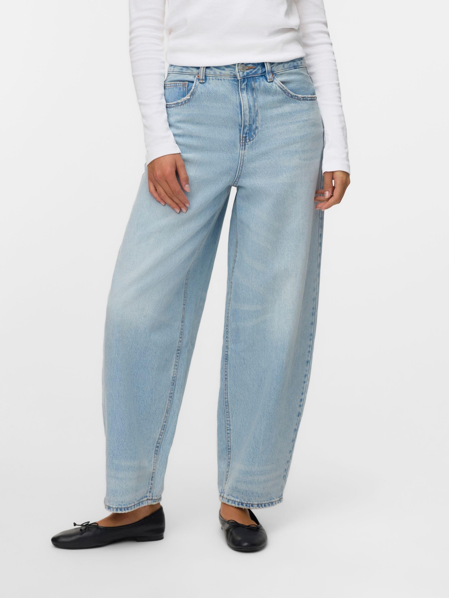 VERO MODA Damen Vmbillie Hr Barrel ANK Jeans Mix Ga Noos Female Mom Jeans Vmbillie Hohe Taille Barrel Fit Jeans