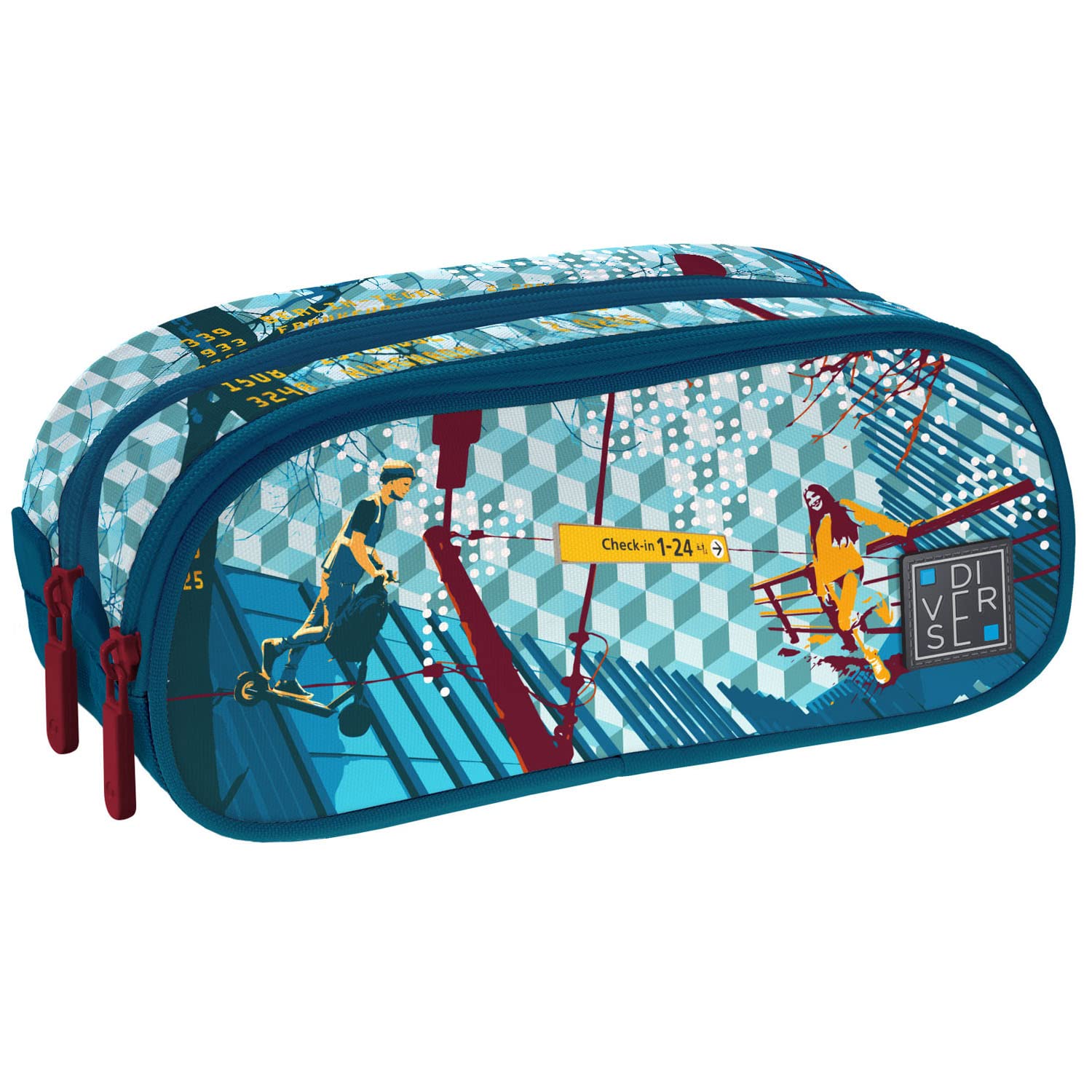 Grafoplás 37542920. Double School Case, 24.5x9.5cm, Diverse Collection, Follow Me, Multicoloured, 24,5x9,5cm, School Case Two Compartments