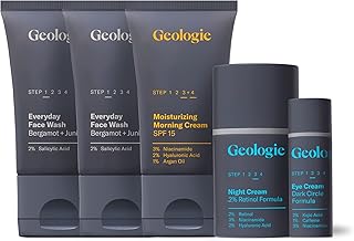 Geologie Complete Everyday Skincare Routine | 5-Piece Award-Winning Skincare Set with Clinically-Proven Ingredients like Retinol, Niacinamide, Hyaluronic Acid, Kojic Acid and Salicylic Acid | 90 Day Supply