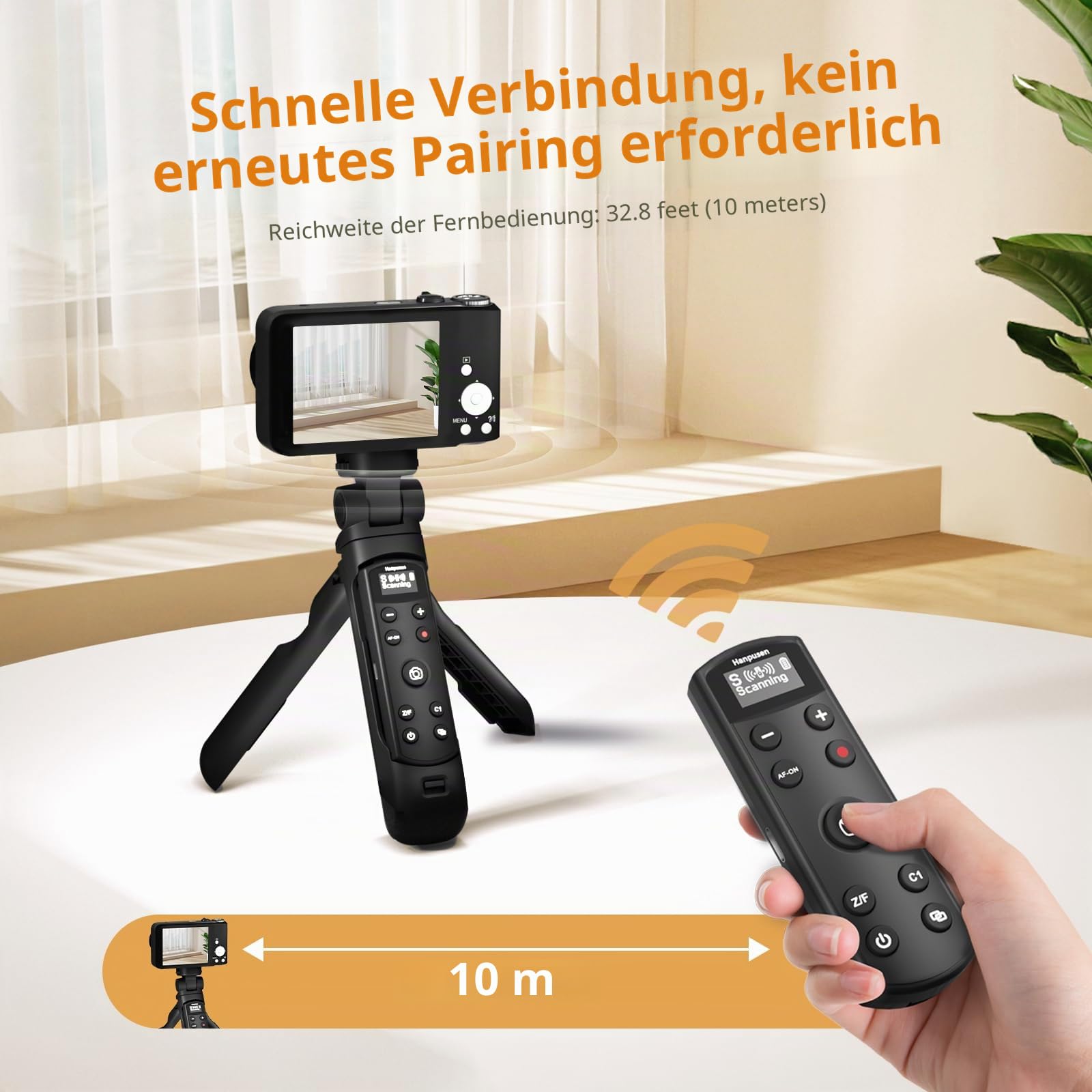 Kompatibel mit Sony Kameras Stativ - Mini-Stativ mit aufladbarer Fernbedienung mit Focus Zoom für Sony ZV-E10/ZV-E1/ZV-1/ZV-1F/RX100VII/RX0 II/A6700/A6400/A6600/A7III/FX3 - Ideal für Vlogging, Schwarz