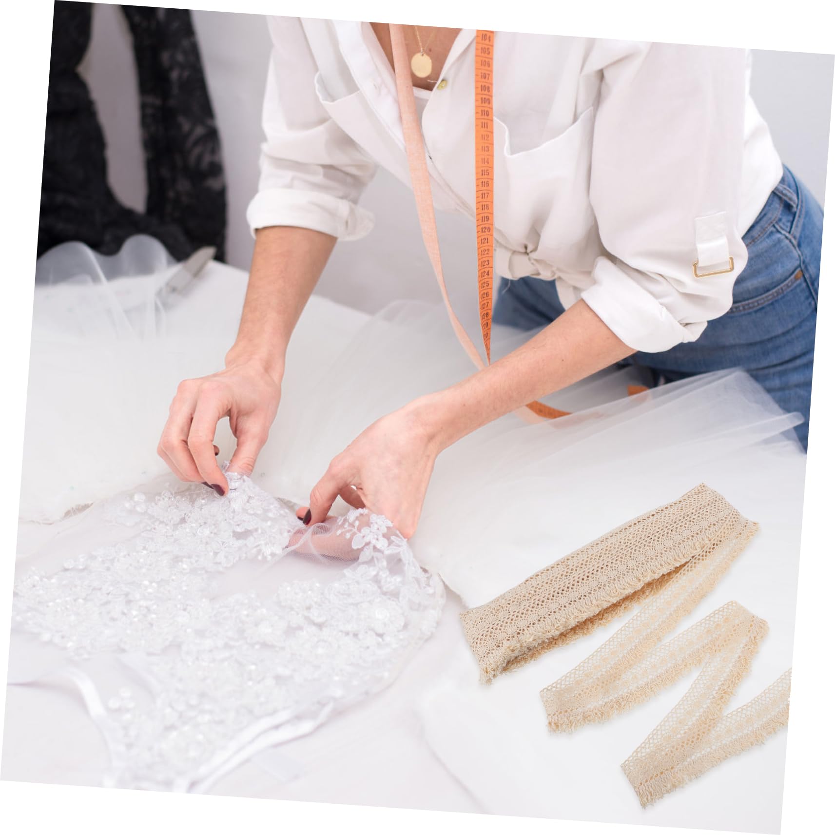 DOITOOL 3 Piezas Cinta de Encaje de Algodón con Flecos para Manualidades Ribete Decorativo para Ropa y Cortinas de Yardas Material para Proyectos Diy y Decoración de Hogar