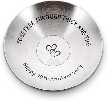 ACCOLIAMBER 10 Year Anniversary Tin Gifts for Him Her 10 Year Anniversary Wedding Gifts for Wife Husband Couples 10th Wedding Ring Dish for Women Men Tin Gift for 10th anniversary Tenth year gift