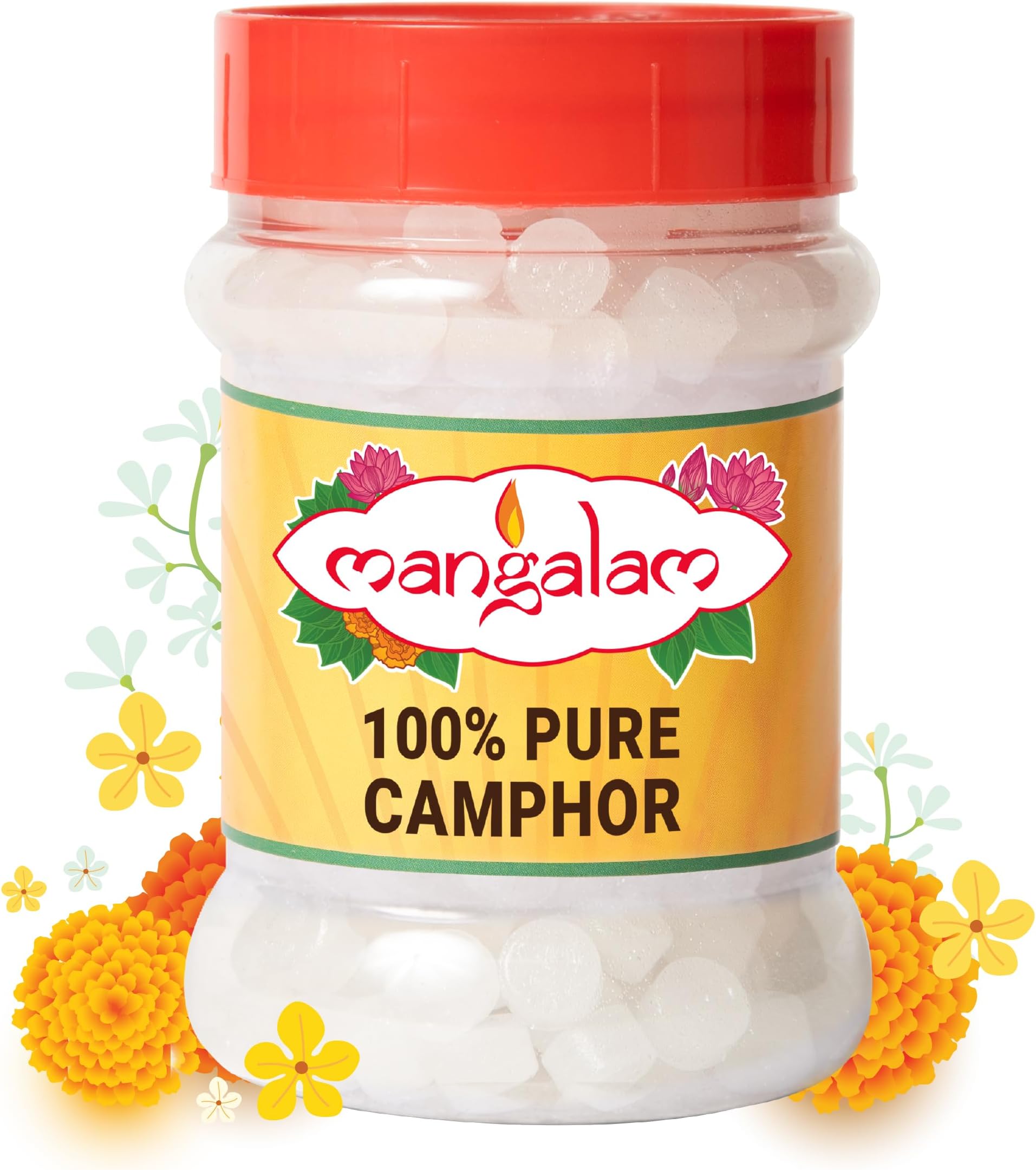 MANGALAM Camphor Tablet 100g Jar - Pack of 1 | 100% Pure | for Puja, Festivals & Other Religious Ritual | No Dangerous Chemicals | Leaves No Residue Or Ash